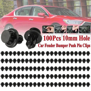 

100PCS Black Plastic Rivet Car Fender Bumper Push Pin Clips 10mm Hole For Honda Wholesale Quick delivery CSV