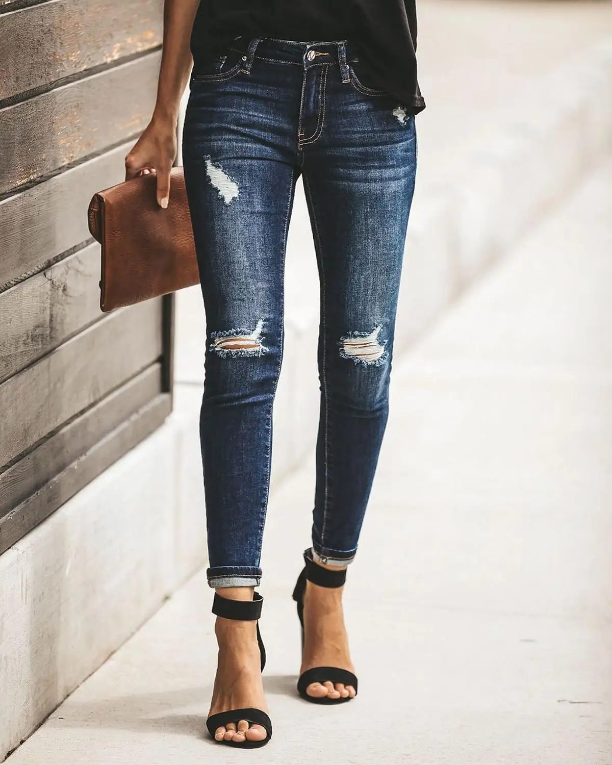 Jeans for women Classic Hole Stretch Slim Pencil Pants Jeans Woman 2020