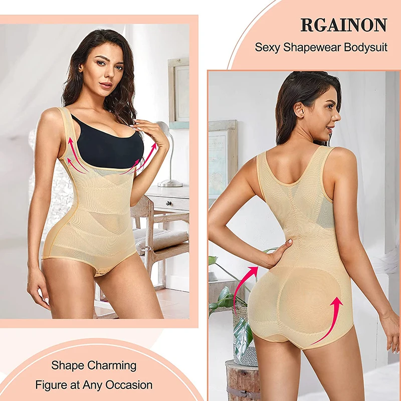 RGAINON Women Full Slip Shapewear Bodysuit for Under Dresses