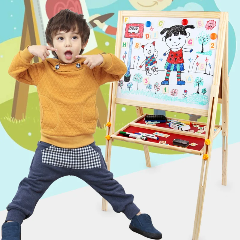 

CHILDREN'S Drawing Board Easel Magnetic Small Blackboard Braced Teaching WordPad Household Graffiti Wall Adjustable Drawing Boar