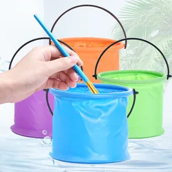 Brosse à peinture rétractable et pliante pour artiste, seau de lavage pour enfants, brosse d'extérieur, 4 couleurs, rangement en caoutchouc, fournitures d'art, 1 pièce 