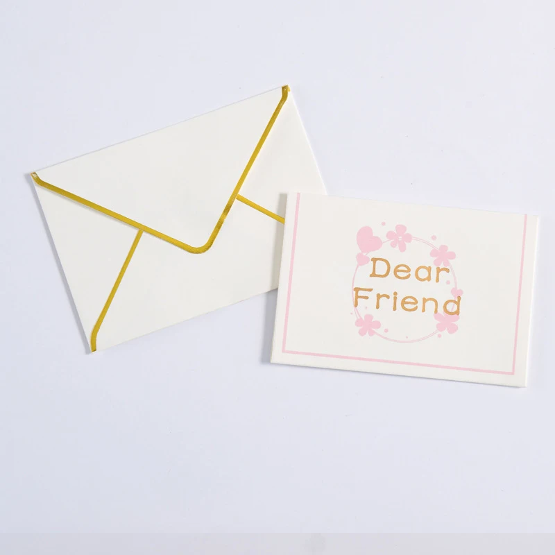 "Спасибо" простая поздравительная открытка Bronzing конверт для праздничного приглашения с конвертом для благодарения Дню Святого Валентина - Цвет: Цвет: желтый