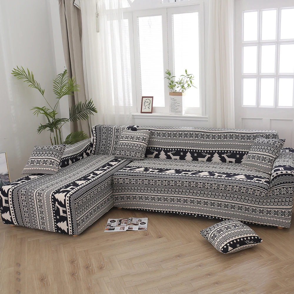 Рождественский стиль, эластичный чехол для дивана, Хлопковый чехол для дивана, чехлы для дивана, для гостиной(необходимо заказать 2 шт.), подходит для углового дивана