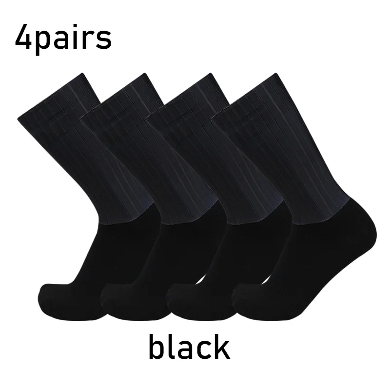 4pairs/set Aero Pure Color Cycling Sports Socks Silicone Non-slip Pro Racing Bicycle Socks Summer Cool Calcetines Ciclismo