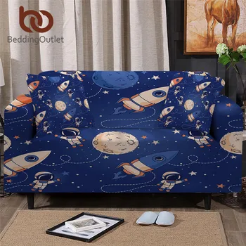 

BeddingOutlet Rocket Sofa Cover Outer Space Stretch Slipcover Living Room Astronaut Planet Couch Cover capa sofa 1/2/3/4 Seater
