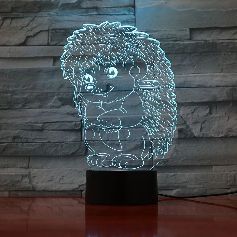 3D-1210 Ежик ребенок 7/16 изменение цвета украшение светодиодный 3d-ночник настольная лампа Искусство дизайнерская лампа hedgepig