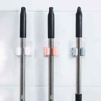 

Mop Broom Holder Wall Mounted Mop Holder Household Adhesive Storage Broom Hanger Mop Hook Racks Kitchen Bathroom Organizer