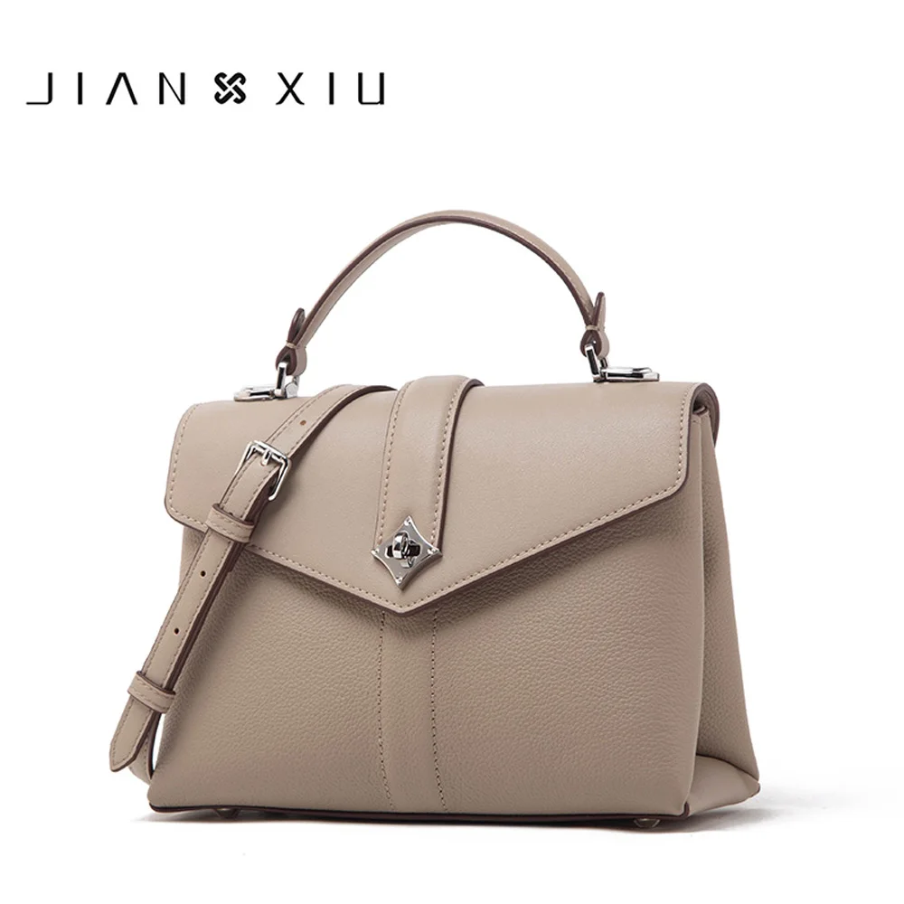 JIANXIU Brand Genuine Leather Handbags Litchi Texture Women Messenger Bags Famous Brands Handbag 2021 Shoulder Bag Tote 2 Colors