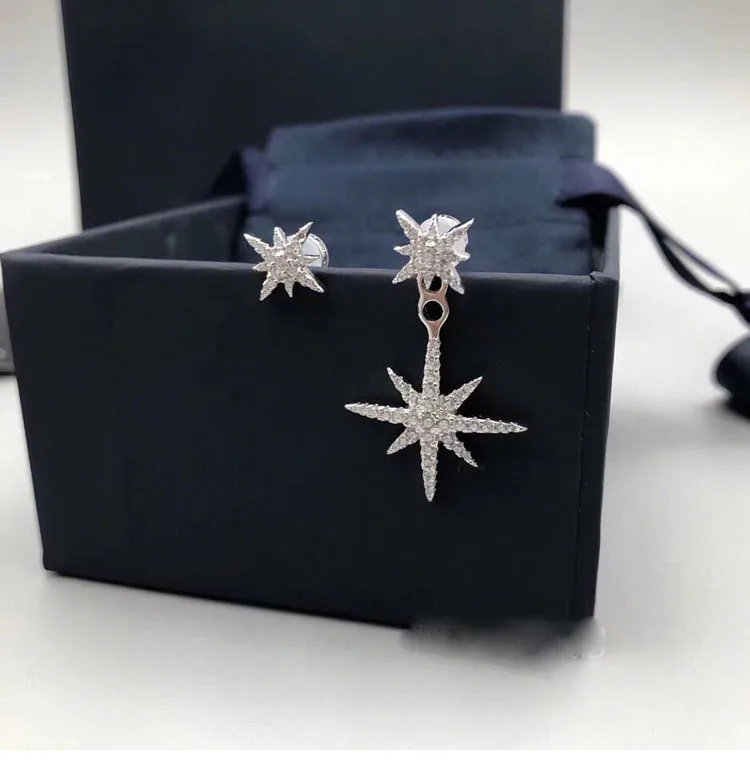 

Silver925 Cubic Zirconia Star Earrings for Women Classic Asymmetrical earring high Quality Banquet Women Earring Jewelry