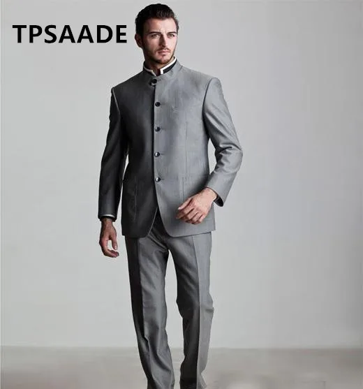 Tpsaade, новая мода, повседневный серый пляжный костюм, мужское свадебное платье, мужской Лучший мужской костюм из 2 предметов, свадебное платье для Жених выпускного вечера - Цвет: As the image
