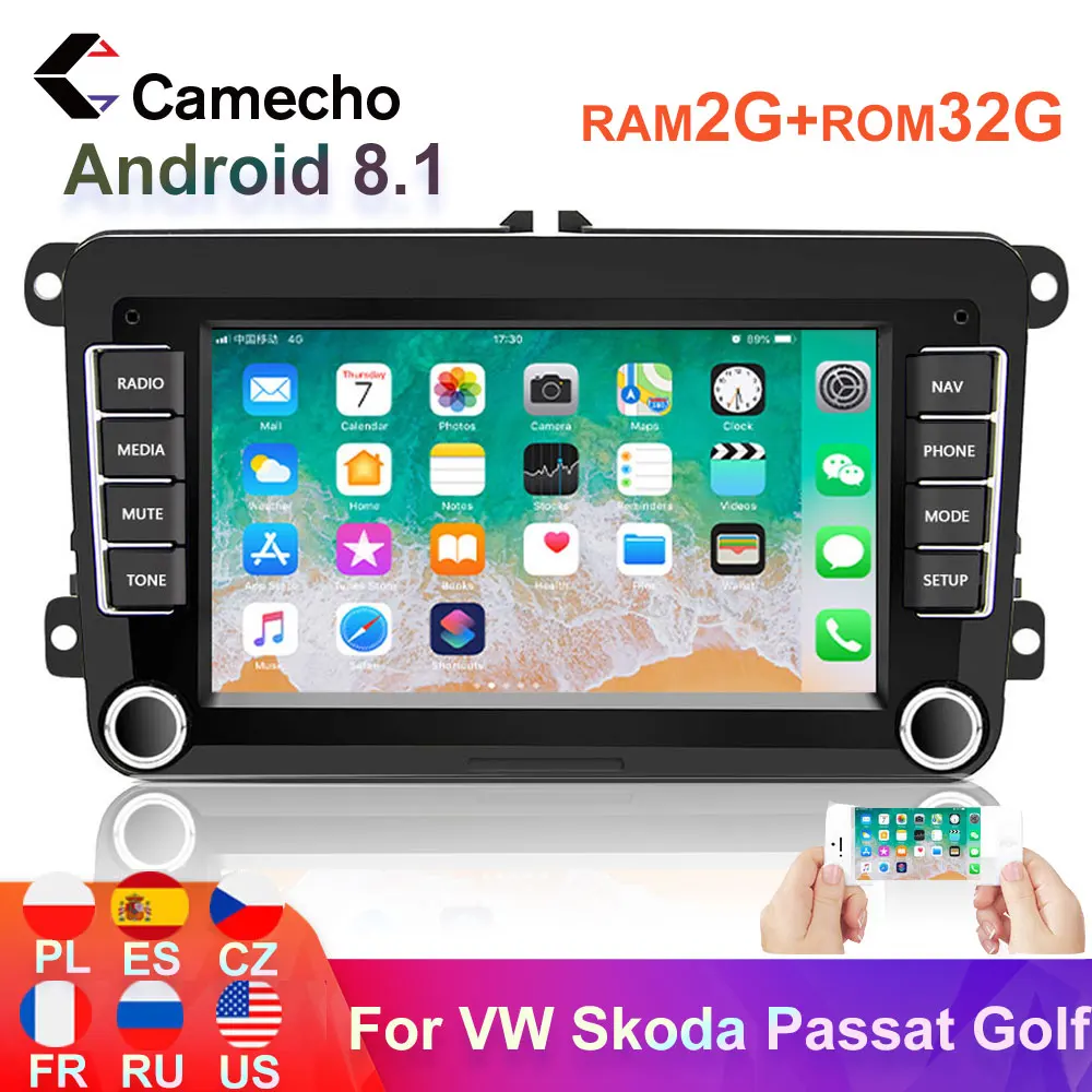 Camecho Android8.1 2 din радио Автомобильный GPS мультимедийный плеер для