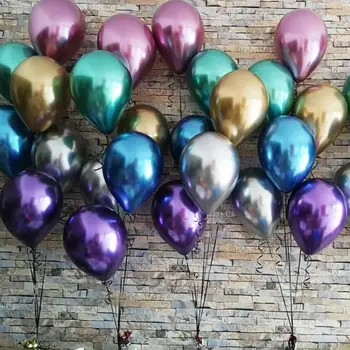 

10pc/lot Metallic Rose Gold Silver Blue Balloon Wedding Supply Happy Birthday Party Latex Metal Chrome Balloons Air Helium Balon
