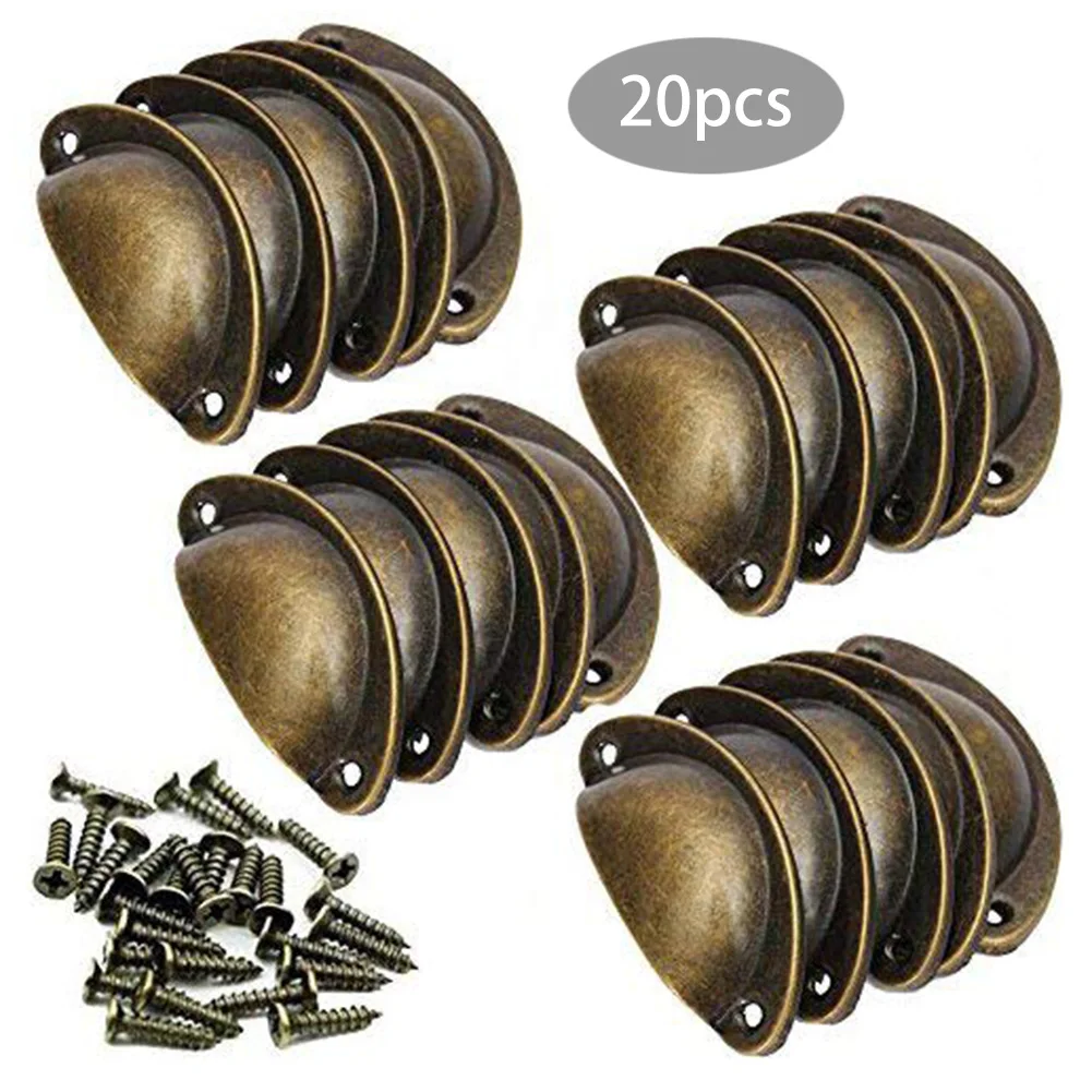 

10/20pcs Kitchen Cupboard Door Cabinet Cup Drawer Furniture Antique Shell Pull Handle 82*35mm