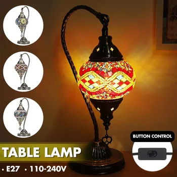 

E27 Retro Turkish Moroccan Table Lamps Romantic Handmade Table Desk Lamp Colorful Glass Night Light Home Bar Fixture Decor