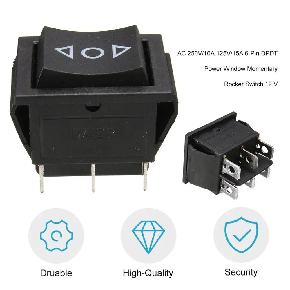 AC 250 V/10A 125 V/15A 6-Pin DPDT Мощность окна однократно перекидной переключатель 12 V