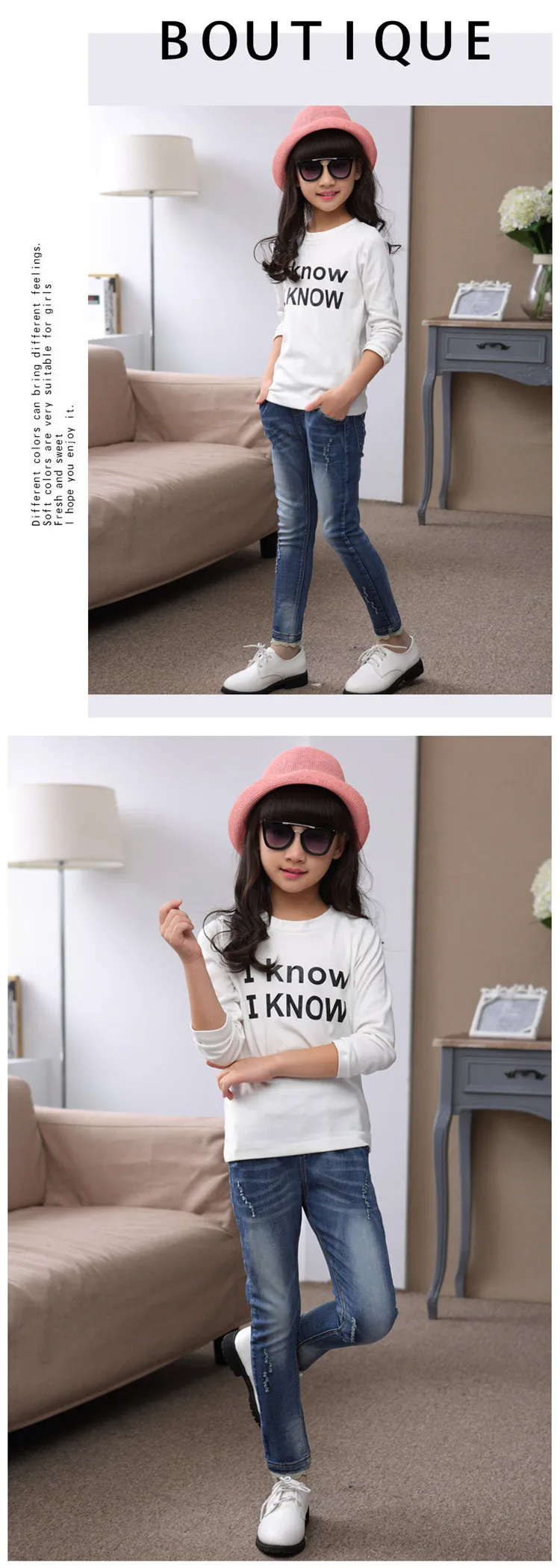 New Style 6 CHILDREN'S Garment 7 GIRL'S Jeans 8 Spring And Autumn 9 Little Girl Big Boy 1012 Trousers 5-16-Year-Old