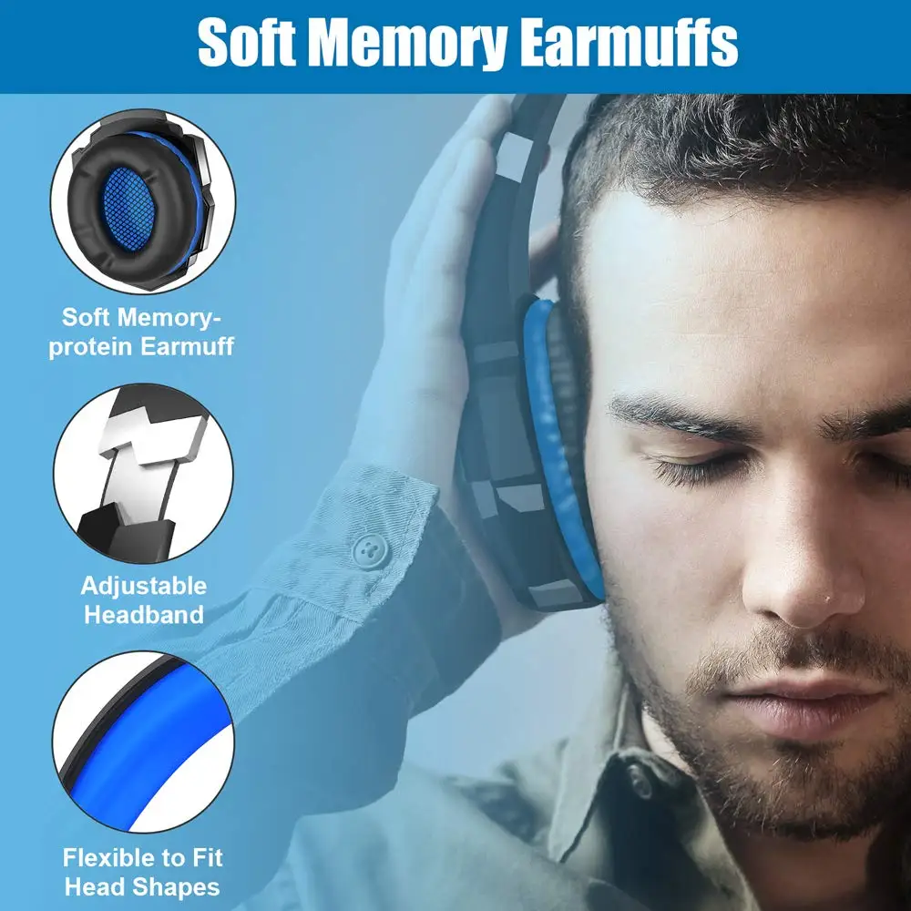 Head Mounted Computer Gaming Headset Stereo Noise Cancelling Over Ear Headphones with Mic LED Light For PS4 PC
