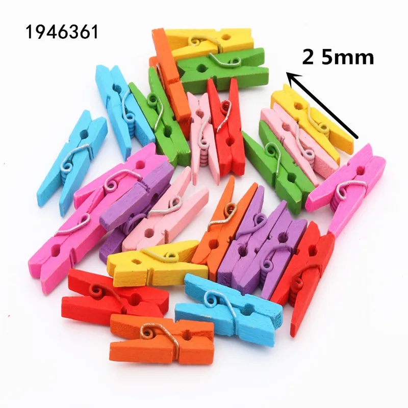 24pcs 25mm 25 мм 35 мм 45 мм 60 мм 72 мм Цветные деревянные зажимы для фотографий прищепка для рукоделия декоративные зажимы школьные офисные зажимы - Цвет: 24pcs 25mm