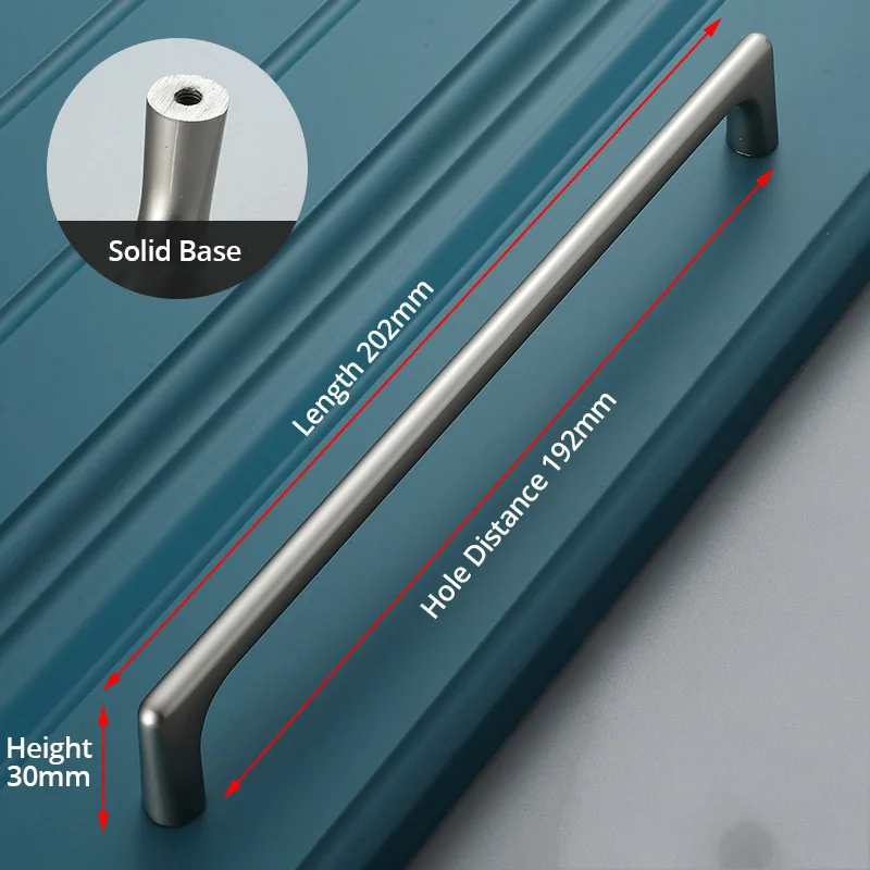 Pearl Nickel 192mm Современный минималистичный цинковый сплав черная длинная ручка кухонный шкаф выдвижной ящик шкафа Ручка мебель - Цвет: Pearl Nickel 192mm