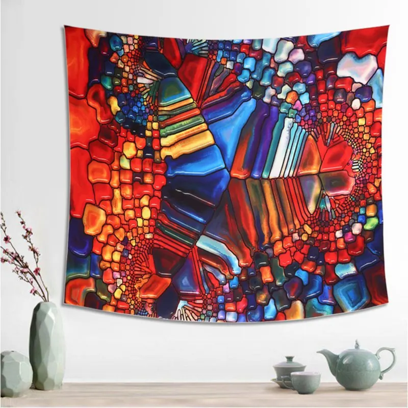 

Colorful Geometric Pattern Wall Decor Tapestry Polyester Fabric Wall Hanging Curtain Beach Towel Bedspread Picnic Blanket