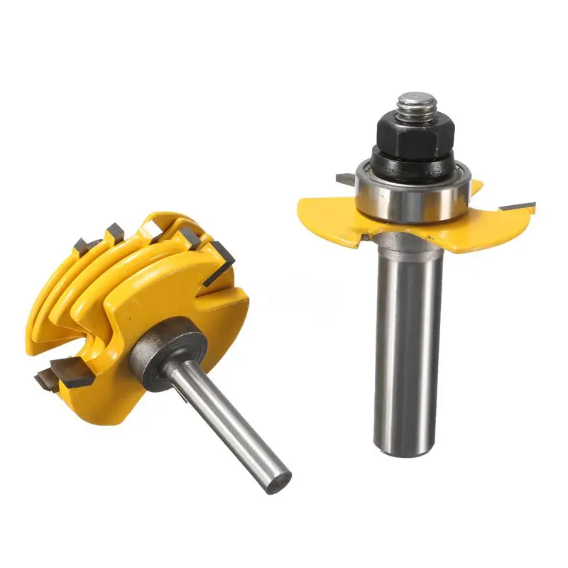 2Pcs Slot Cutter 3 Wing Router Bit 1/2&1/4 inch Shank Adjustable Woodworking Tool