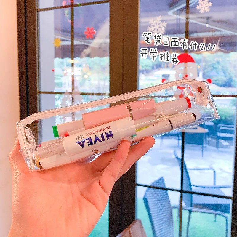 Travel Transparent Makeup Bag Simple Toiletry Case Women Clear Pencil Case Brush Organizer Pouch Men Toothbrush Bags Unisex cosmetic bag toilettry bag makeup bag cosmetic case