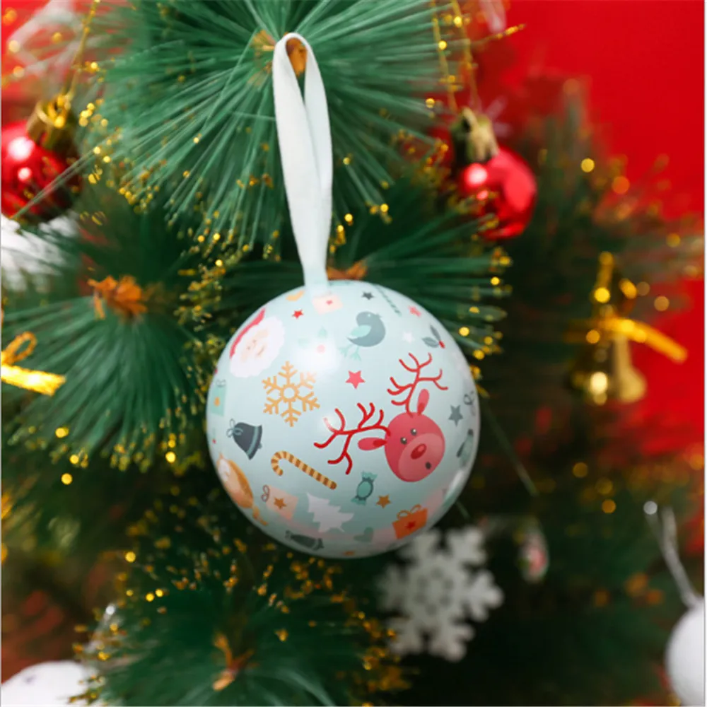 light blue deer Рождественский круглый шар в форме Санта шоколадные конфеты коробка круглая коробка для хранения рождественские конфеты Подарочная коробка Упаковка дерево декор вечерние подарки - Цвет: light blue deer