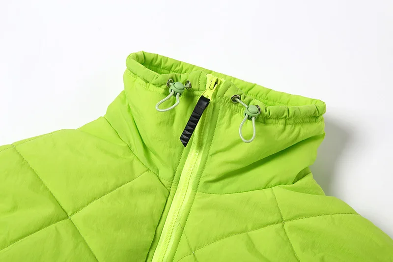 Флуоресцентные зеленые женские парки, повседневные пуловеры, утолщенное ватное пальто, Спортивная хлопковая пуховая куртка, зимнее пальто с подкладкой Mujer