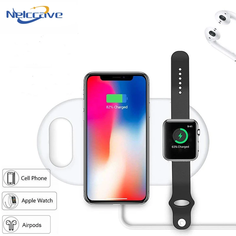 

3 IN 1 QI Wireless Charger For iPhone X Xr XS Max 8 Watch Wireless Charging Pad For AirPods Smart Phone Fast Charge For Samsung