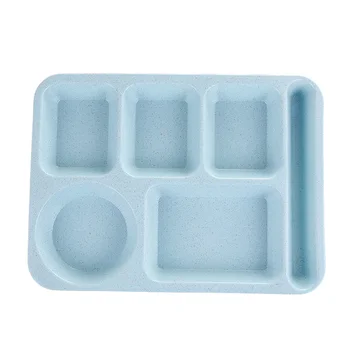 

6-Compartment Food Tray Kids Dinnerware Baby Tray Wheat Straw Food Container Fork Spoon Chopsticks Cutlery Sets