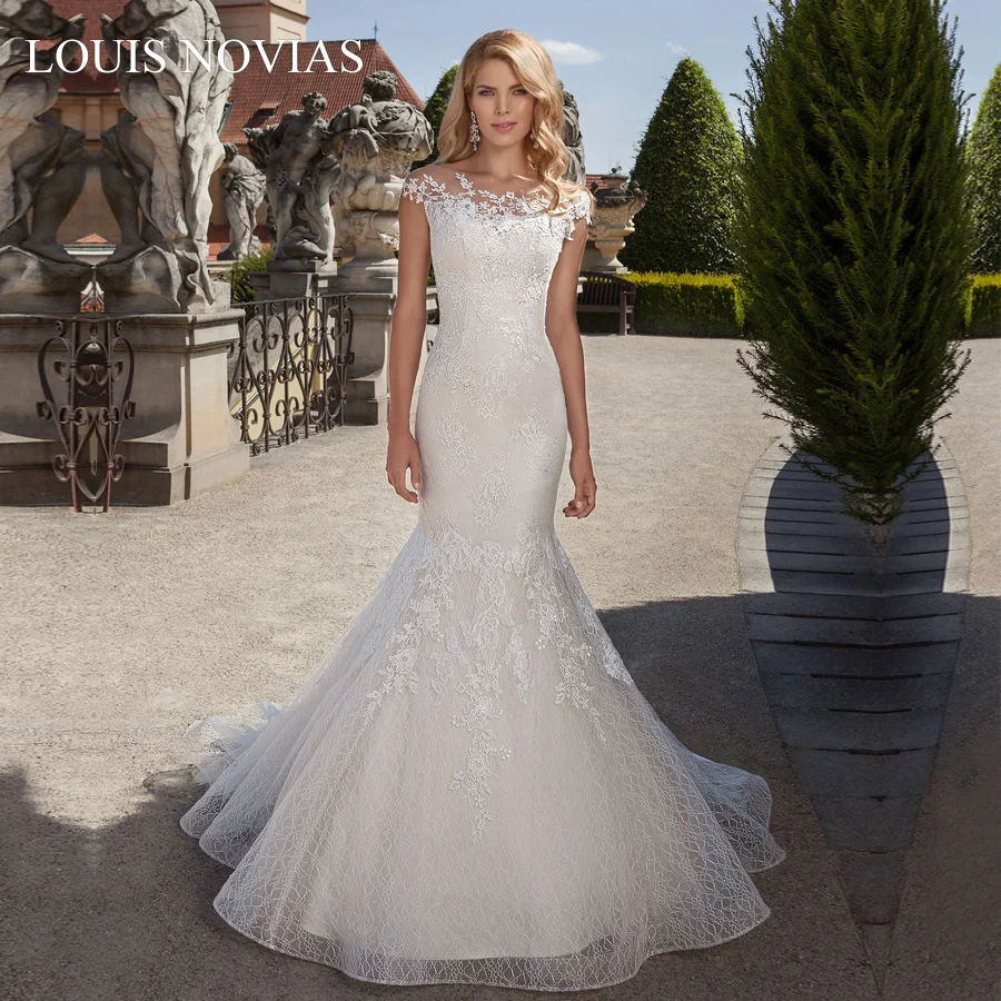 Свадебное платье с юбкой-годе Louis Novias новинка 2019 Гламурное изысканное вышивкой и