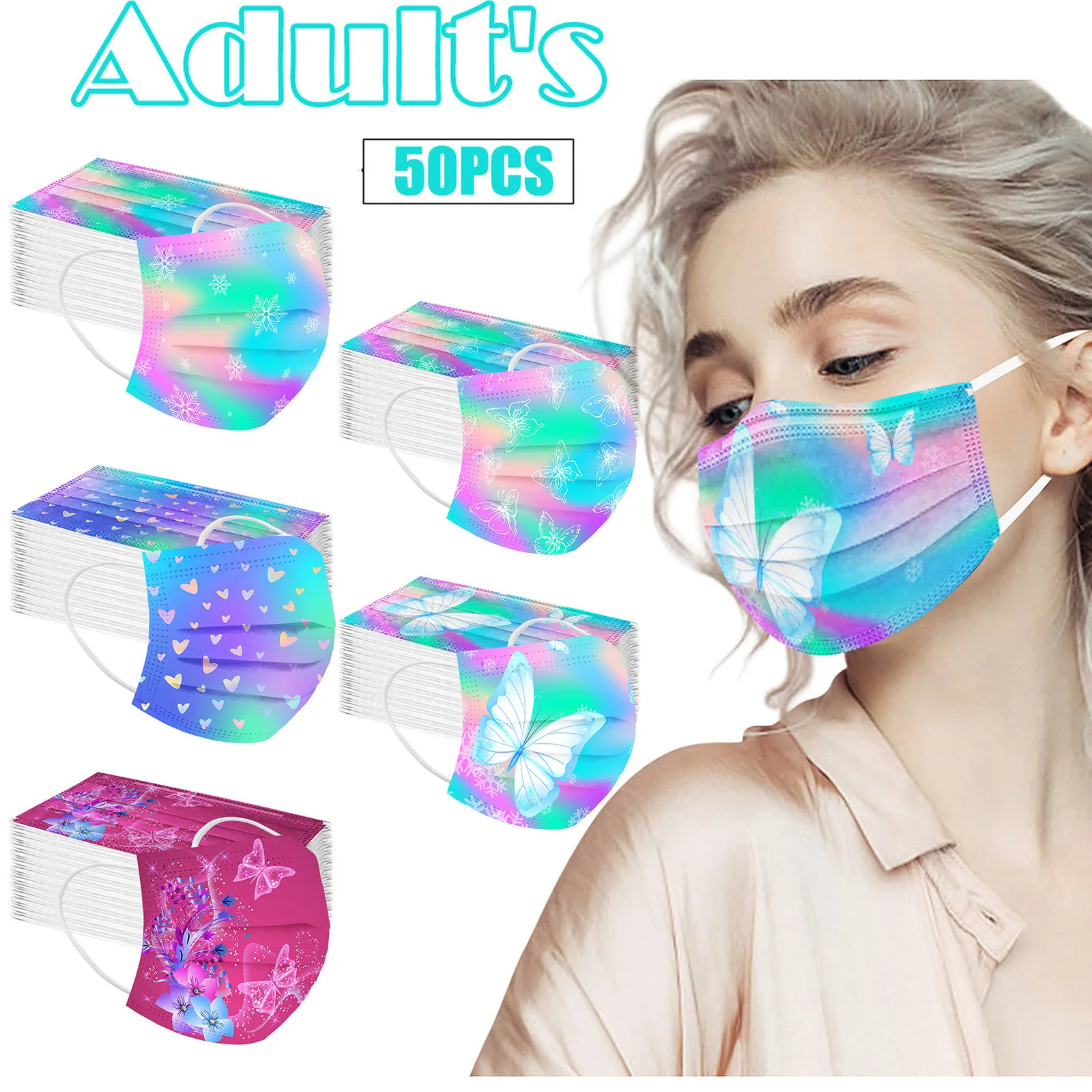 

Fast Delivery Within 24 Hours MÃ¡scara Adult Man Women Mask Disposable Face Mask 3Ply Ear Loop 50PCS Mask Bandage