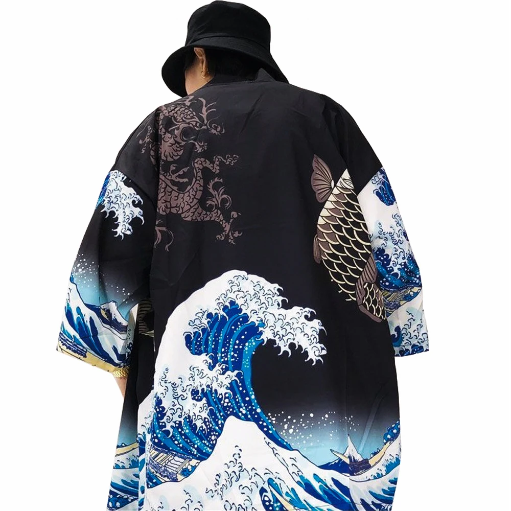 Japanese Kimono Cardigan Haori Yukata Jacket Obi For Men