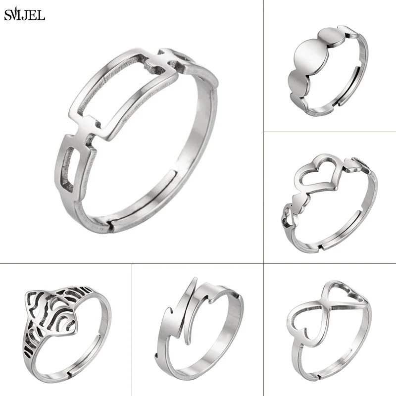 2021 Adjustable Size Engagement Rings For Women Men Simple Geometric