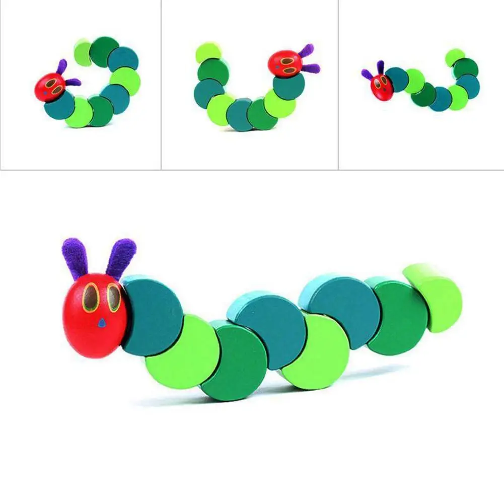 Lovely Caterpillars Bead Wooden Block Toy Educational Math Toy Children Kid Gift