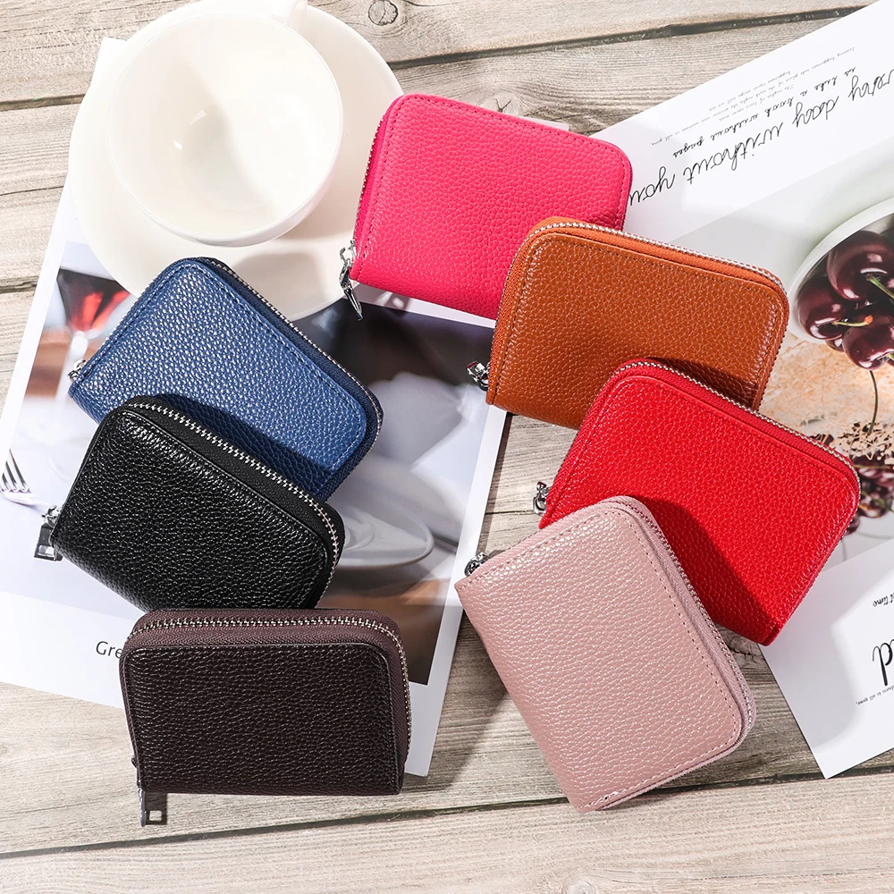 Card-Case Business-Card-Holder Women/men PU Female Coffee/brown