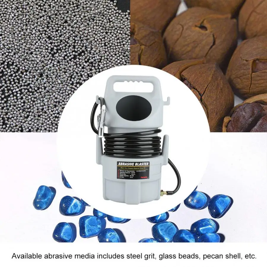 Portable Sandblasting Gun Pneumatic Sand Blaster Kit 15 ft Hose& 50 lb. Hopper