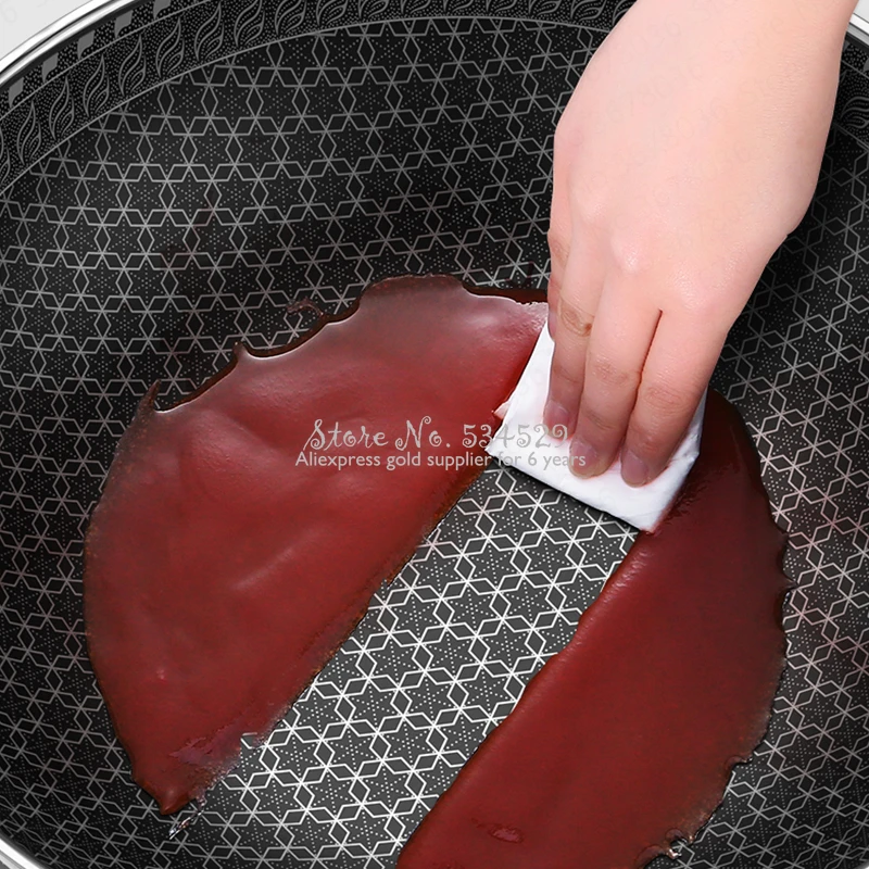 29%Wok non-stick pan 304 stainless steel less smoke multi-function household cooking pot induction cooker gas for wok