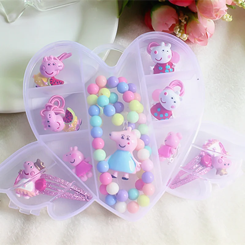 Peppa Pig веревка для волос девочка ожерелье коробка розовая Подарочная на день