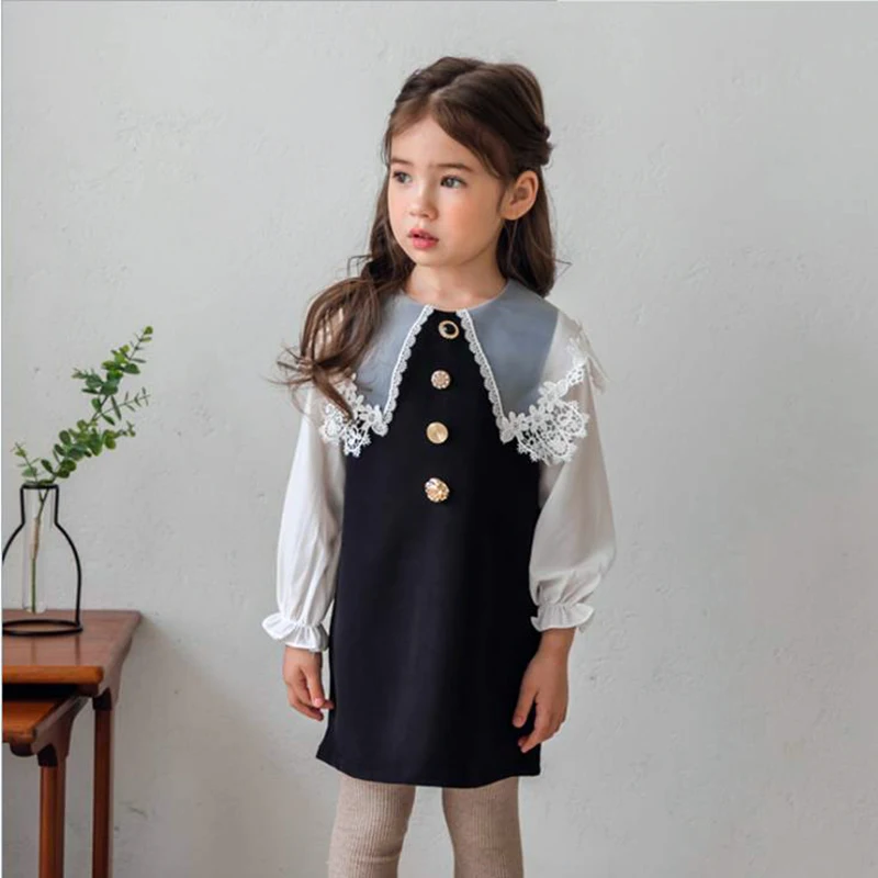 Винтажное детское платье шифоновое платье с длинными рукавами и пуговицами для девочек 4, 5, 6, 8, 10, 11, 12 лет