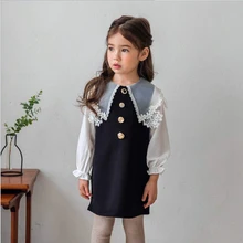 Винтажное детское платье шифоновое платье с длинными рукавами и пуговицами для девочек 4, 5, 6, 8, 10, 11, 12 лет