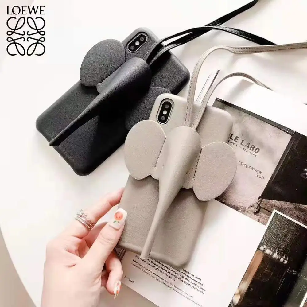

leather Little Elephant mobile phone case for iPhone x 8plus 8 7 7plus 6 6splus 11 11 por max Luxury mobile phone shell cove