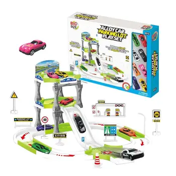 

4/8 Pcs Alloy Toy Car Race Track Set Plastic Urban Rail Scene Taxiing Toy Car 95AE