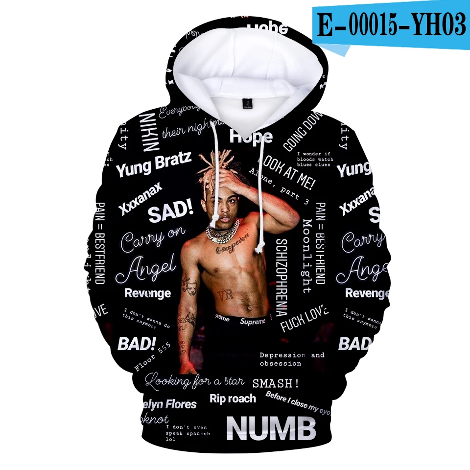 Толстовки с капюшоном Rapper BAD XXXTentacion, популярные мужские пуловеры для мальчиков, уличная Толстовка XXXTentacion, верхняя одежда в стиле хип-хоп, большие размеры