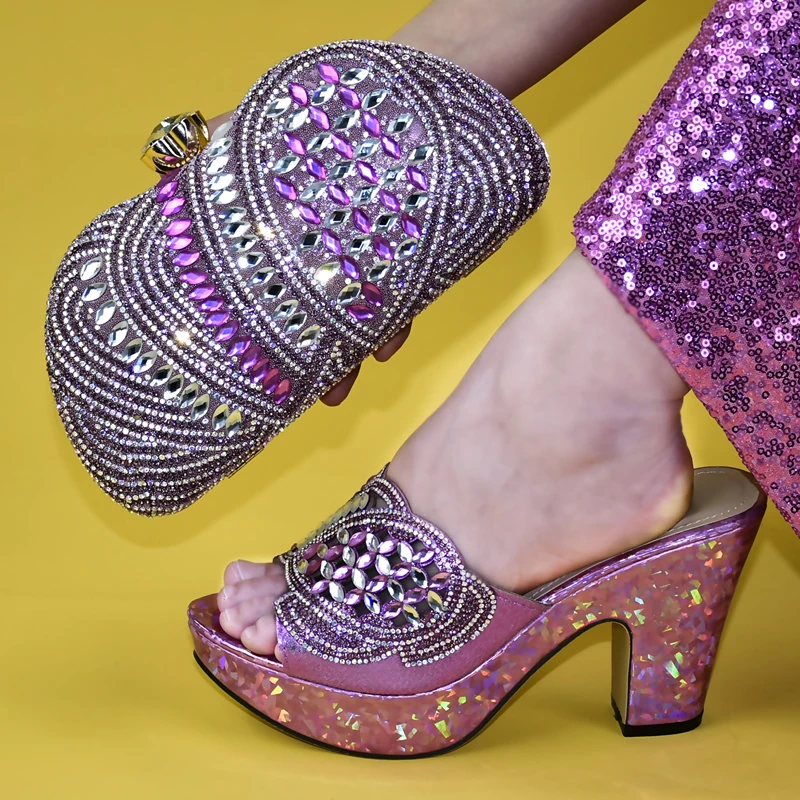 Новая модная обувь высокого качества, большие размеры женская обувь на каблуке с сумочкой в комплекте, женская обувь и сумка в комплекте, распродажа - Цвет: Розовый