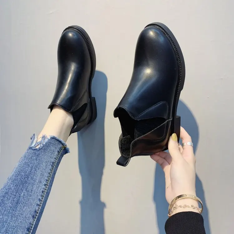 

Martin Boots Women's 2019 Autumn & Winter New Style Korean-style Versatile Students Retro Chelsea Boots Flat Short Boots British