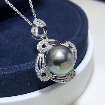 

D102 Fine Jewelry S925 Silver 11-12mm Tahitian Natural Ocean Tahiti Pearl Pendants Necklaces for Women FIne Pearls Pendants