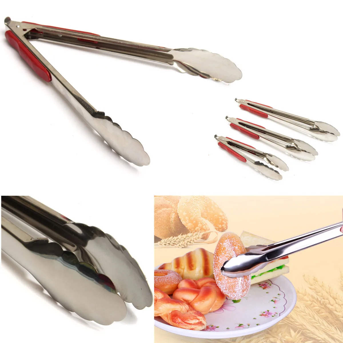 Зажимы для хлеба из нержавеющей стали, щипцы для торта, зажимы для барбекю, выдолбленный дизайн, разделитель масла, еда, десерт, палочки, практичные кухонные инструменты