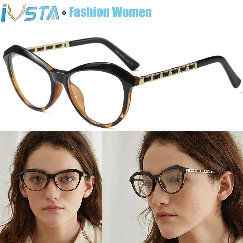 

IVSTA Myopia Glasses Women Oval Optical Frame TR90 Prescription Eyeglasses for Sight Lady Fashion Retro Glasses Vintage 08641