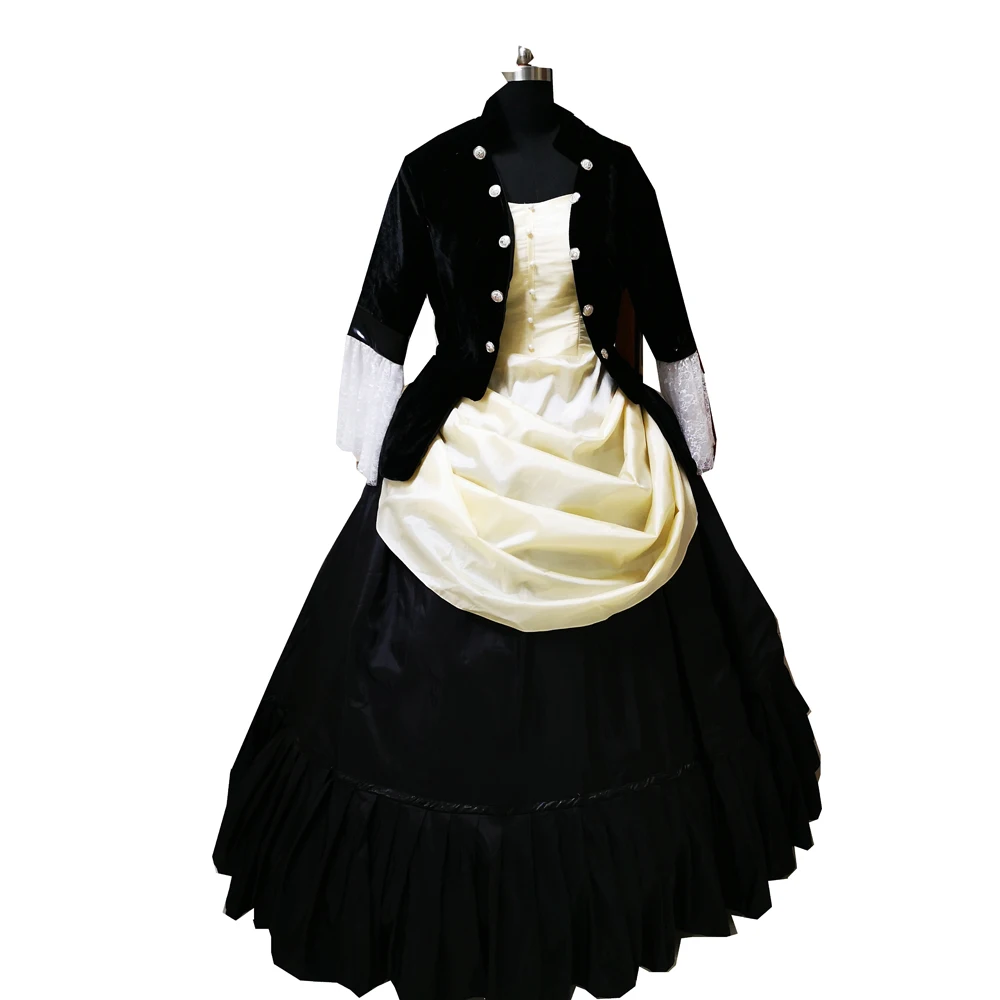 

2021 New black victorian Halloween Cosplay dress Colonial Georgian Renaissance Gothic Historical dress D-384